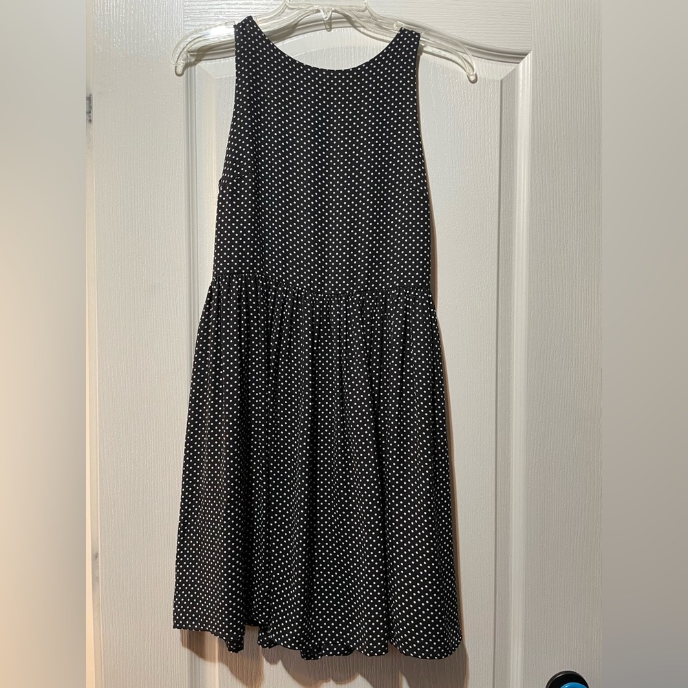 LOFT Black Dress with White Dots